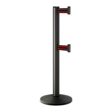 Lavi Industries Retractable Belt Barrier, Black/Red, 7 ft Length, 40 in Post Height 50-3000DL/WB/BR